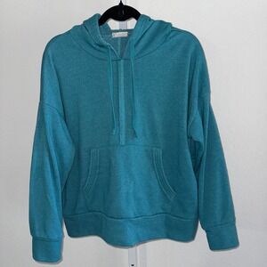 Free People Teal Pullover Hoodie Sweatshirt Kangaroo Pocket Small
